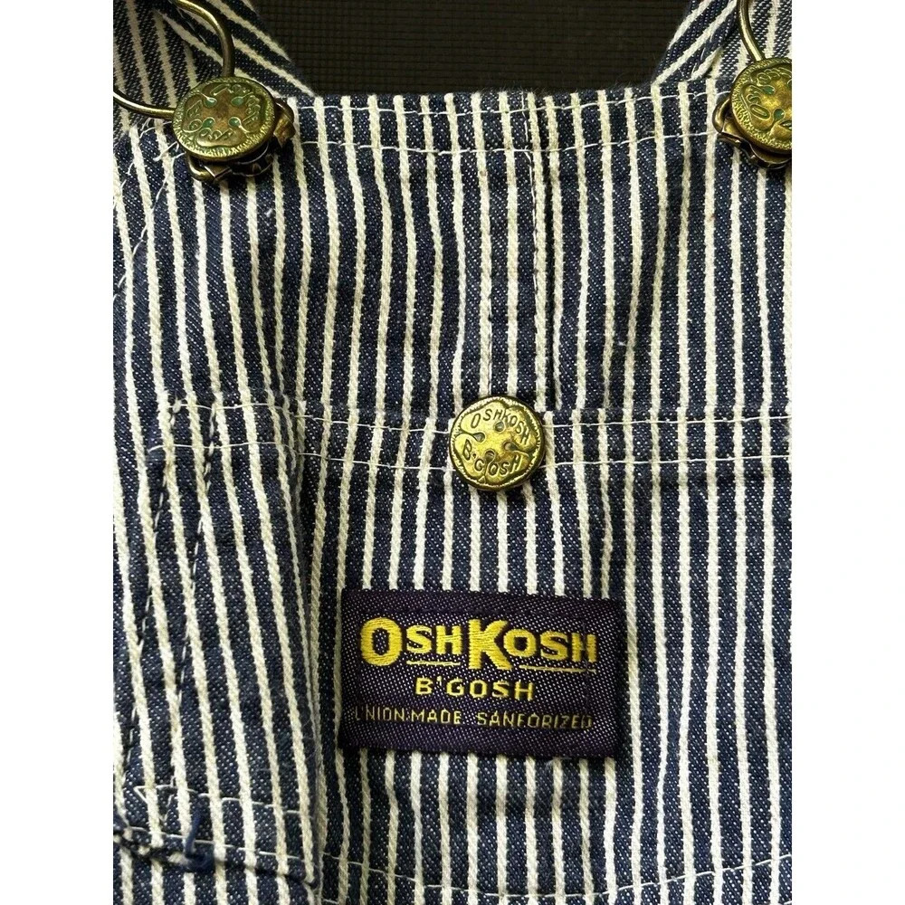 Vintage Osh Kosh RR Vestbak Overalls Bibs Childrens Union Hickory Stripe Conrail
